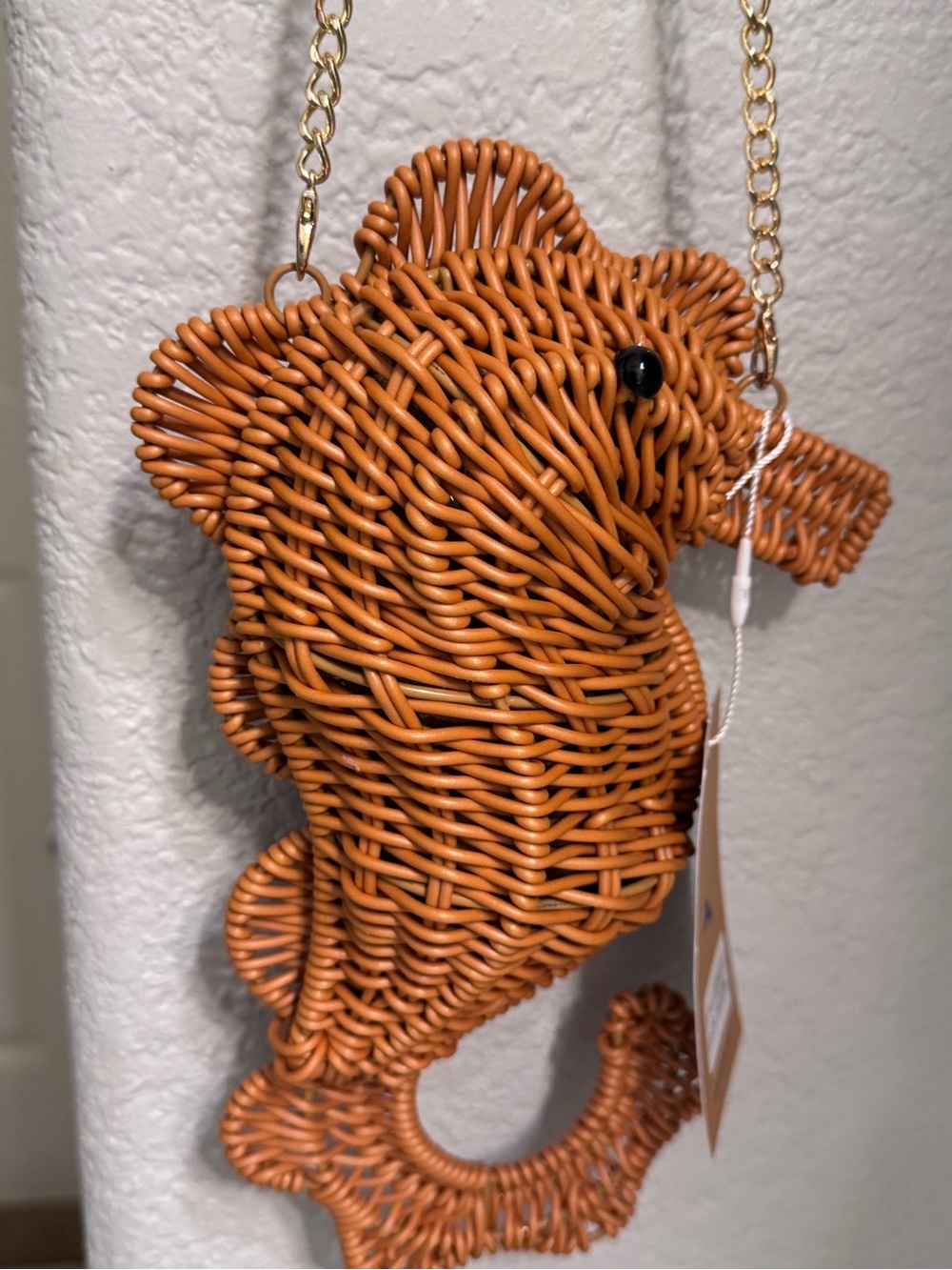Tommy Bahama Woven Seahorse Mini Bag in Warm Tan